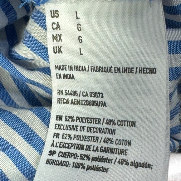 American Eagle Women's Striped  Off The Shoulder Blouse Seersucker  Size Large - Picture 13 of 13